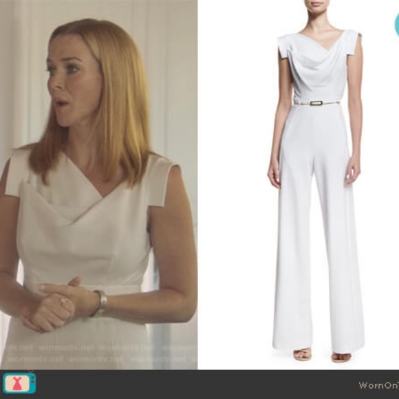 Jackie O Cap-Sleeve Belted Wide-Leg Dress Jumpsuit Sz 6 - Picture 7 of 9